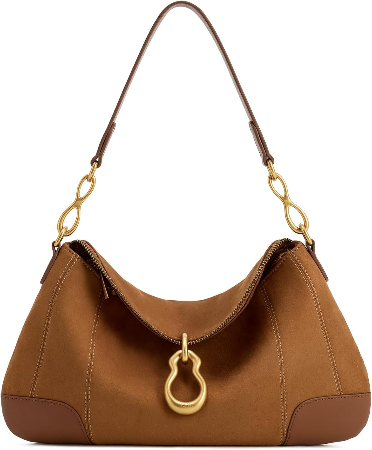 Faux suede shoulder bag in black color