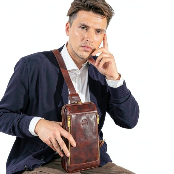 Time Resistance Leather Sling Bag Unisex-1