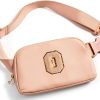 Coral Pink Gitus Initial Patch Waist Bag for Girls-0
