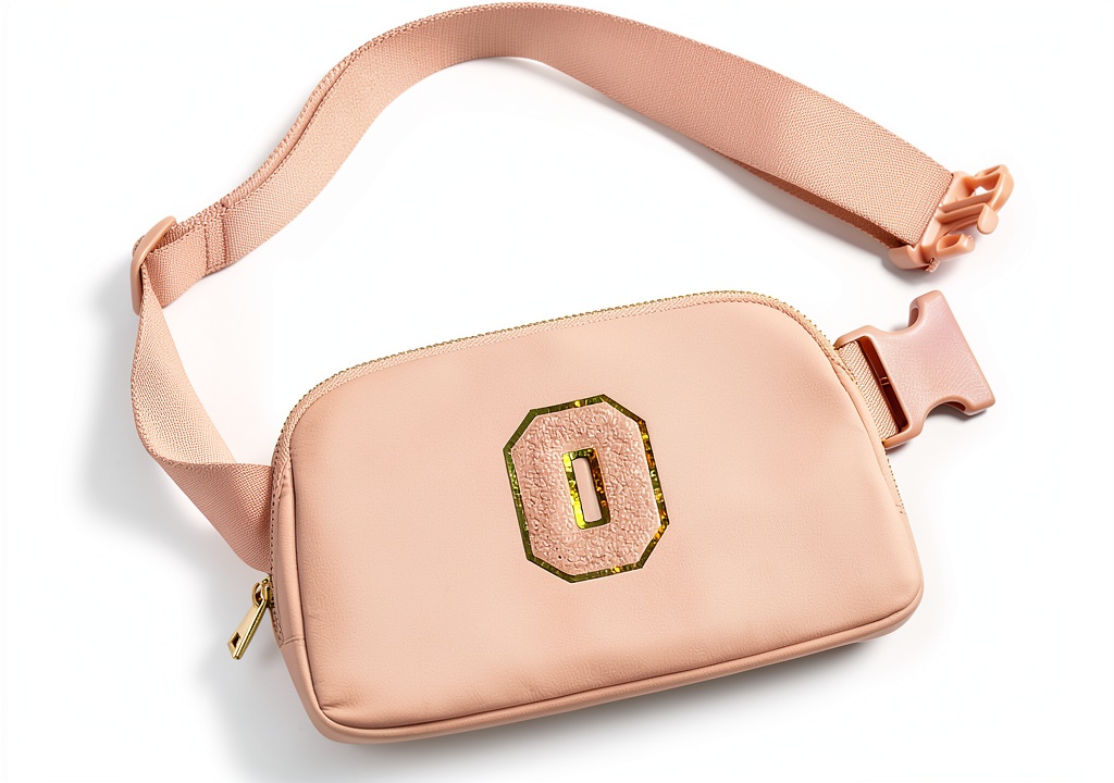 Coral Pink Gitus Initial Patch Waist Bag for Girls