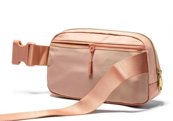 Coral Pink Gitus Initial Patch Waist Bag for Girls-5