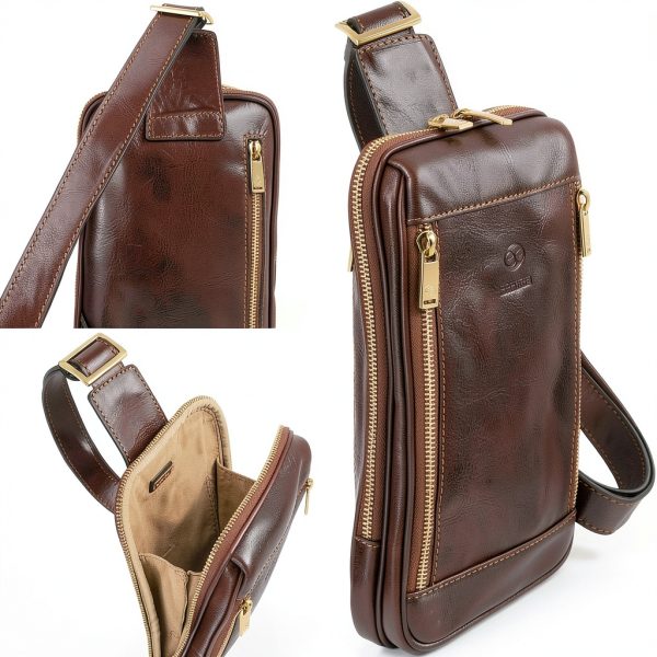 Time Resistance Leather Sling Bag Unisex-4
