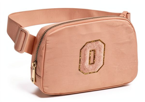 Coral Pink Gitus Initial Patch Waist Bag for Girls-6