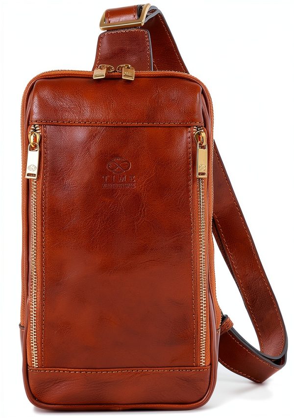 Time Resistance Leather Sling Bag Unisex Travel-0
