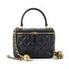 Lambskin Leather Women’s Crossbody Bag – Vintage Quilted Box Design,-3