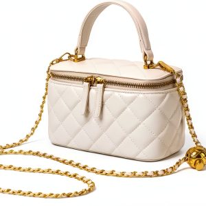 Lambskin Leather Crossbody Bag by LuxeCraft – Quilted Square Design-0