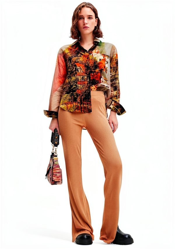 Desigual Women's Casual Pants Brown X-Large – Lightweight Stretch-3