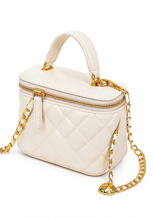Lambskin Leather Crossbody Bag by LuxeCraft – Quilted Square Design-2