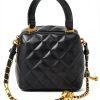 Lambskin Leather Women’s Crossbody Bag – Vintage Quilted Box Design,-2