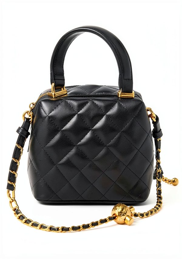 Lambskin Leather Women’s Crossbody Bag – Vintage Quilted Box Design,-2