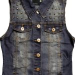 Studs Med Women Vest Medium Studded Sand Blast Indigo-0