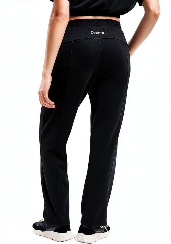 Desigual Women's Wide Leg Casual Pants Black Elastic Waist-1