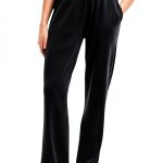 Desigual Women's Wide Leg Casual Pants Black Elastic Waist-0