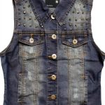 Indigo Women's Studded Medium Vest Sand Blast Finish - Model 40002-0