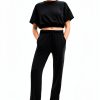 Desigual Women's Wide Leg Casual Pants Black Elastic Waist-3