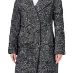 Pinko Women's Eprom Tweed Button Coat Dress Small Zz2 Nero Bianco-0