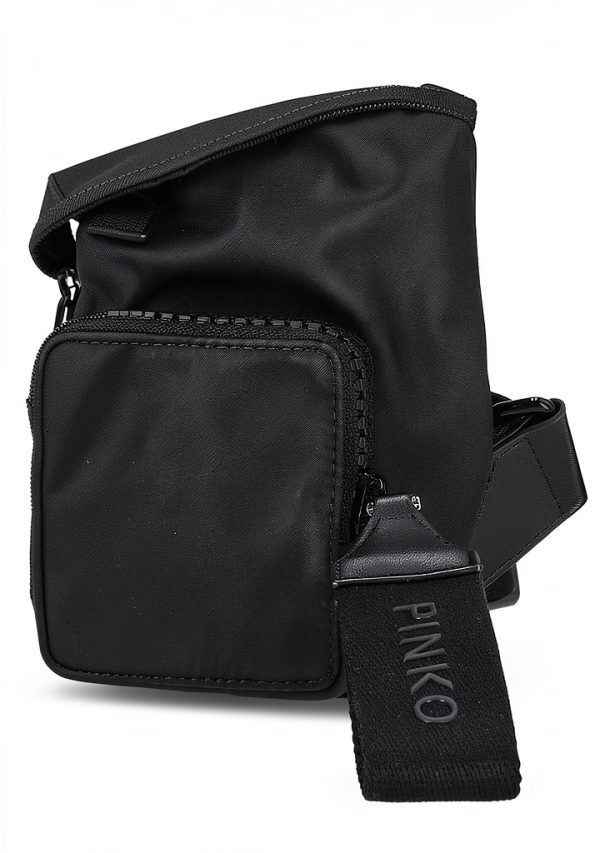 Pinko Damen Vagabond Backpack Mini Recycled Nylon Rucksack, Z99b_black Limousine Block Colour, 18 cm-5