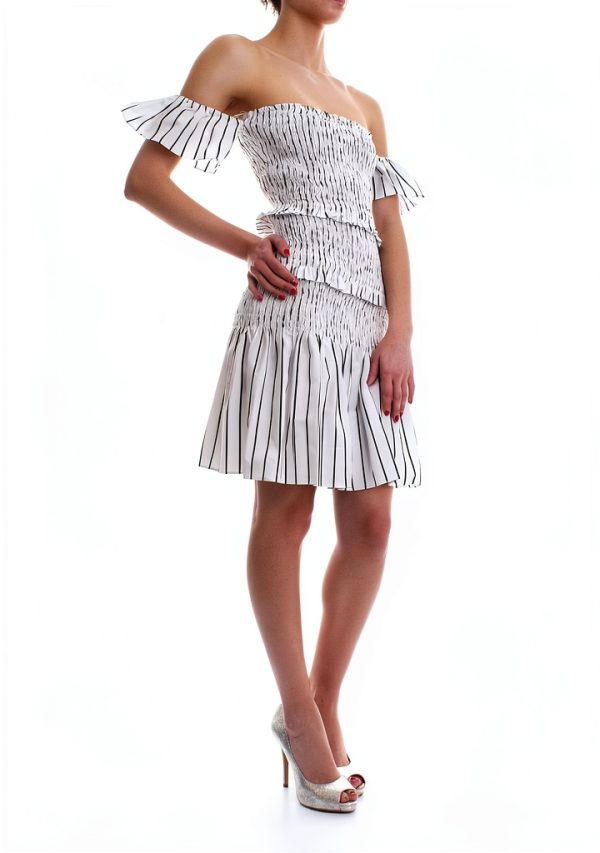 Pinko Summer Sleeveless Wide Neck Cotton Dress White Size 38-7