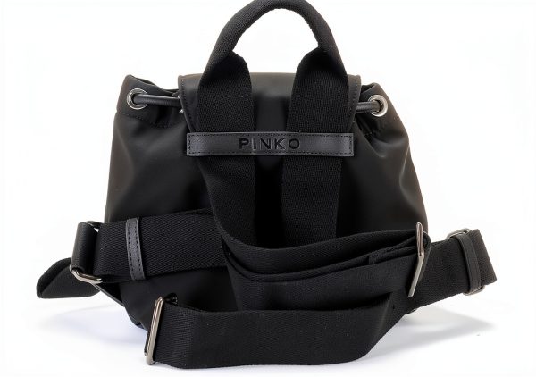 Pinko Damen Vagabond Backpack Mini Recycled Nylon Rucksack, Z99b_black Limousine Block Colour, 18 cm-2