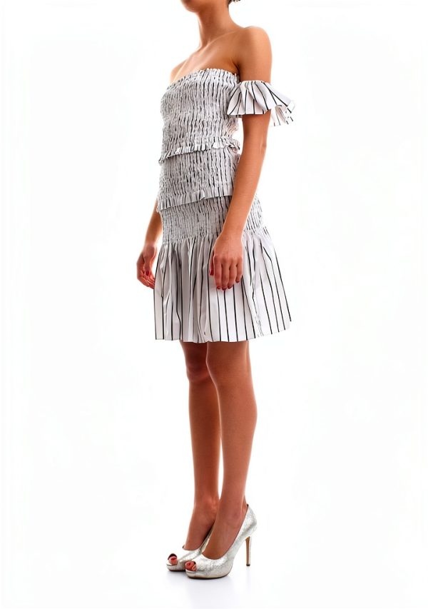Pinko Summer Sleeveless Wide Neck Cotton Dress White Size 38-2