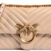 Pinko Love One Shoulder Bag Beige Leather Chevron Quilt, 21x13x5.5 cm-0