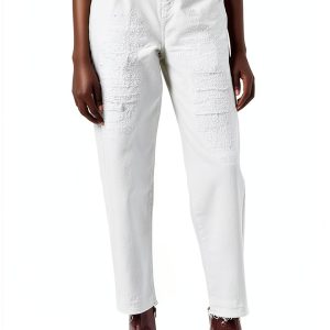 Pinko Flexi Maddie 6 Mom Pj679 Bull Women's Trousers Size 24 White-0