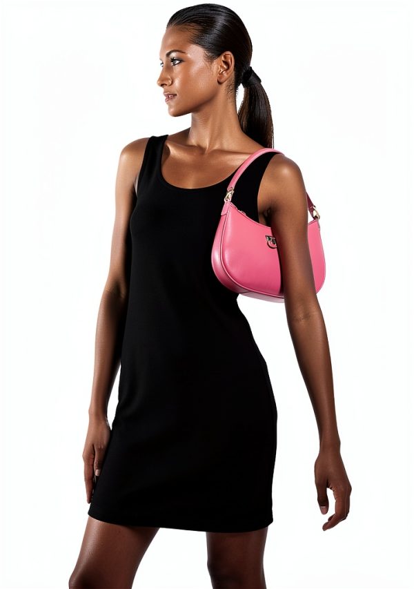 Pinko Ya4l Half Moon Mini Leather Gradient Bag Fuchsia Orange Black-3