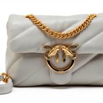 Pinko Gray Calf Leather Bos Taurus Shoulder Bag for Women Quilted-0