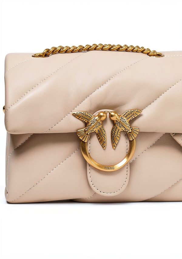 Pinko Love Puff Mini Shoulder Bag Beige Maxi Quilted Crossbody-2