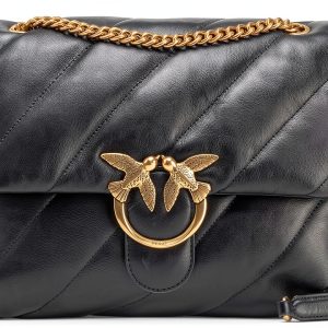 Pinko Contemporary Black Fashion Backpack with Love Birds Buckle-0