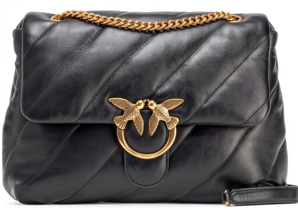 Pinko Contemporary Black Fashion Backpack with Love Birds Buckle-0
