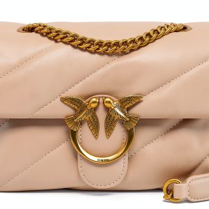 Pinko Love Puff Mini Shoulder Bag Beige Maxi Quilted Crossbody-0