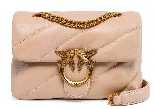 Pinko Love Puff Mini Shoulder Bag Beige Maxi Quilted Crossbody-0