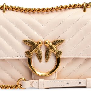 Pinko Crossbody Bag Contemporaneo Black Antique Gold Leather Mini-0