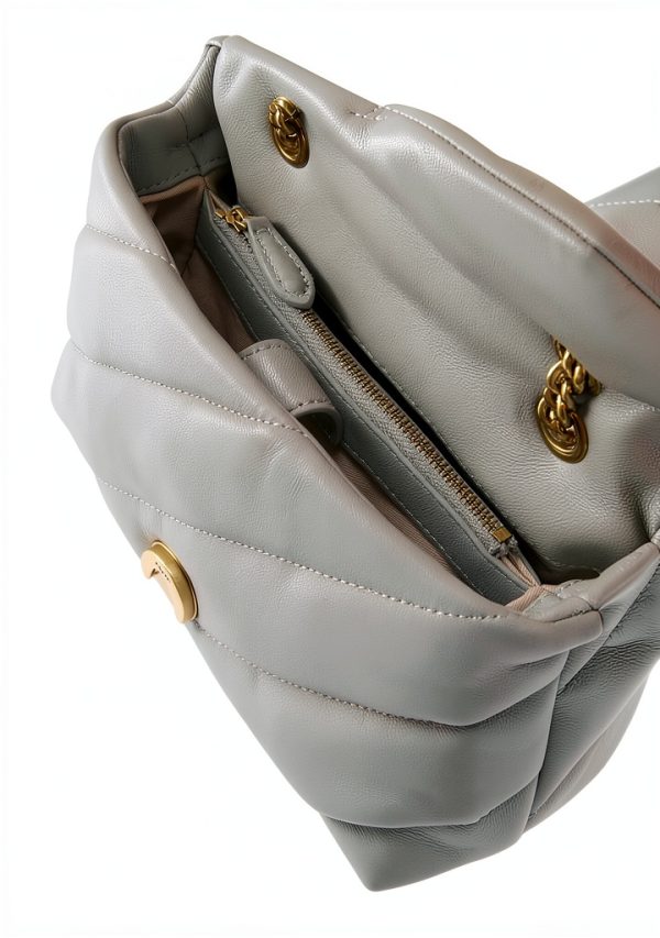 Pinko Gray Calf Leather Bos Taurus Shoulder Bag for Women Quilted-2