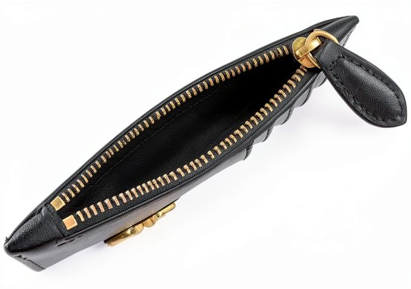 Pinko Leather Credit Card Holder Gold Lovebirds Logo Womens Wallet-1