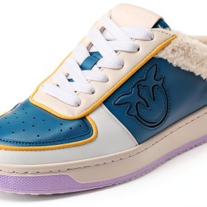 Pinko Women Sneaker Gymnastics Shoe White Grey Yellow Size 5-10-0