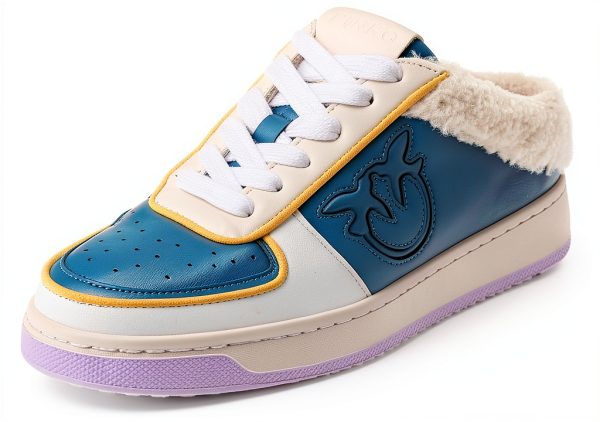 Pinko Women Sneaker Gymnastics Shoe White Grey Yellow Size 5-10-0