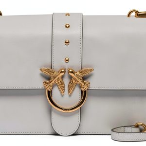 Pinko Gray Calf Leather Bos Taurus Shoulder Women's Bag-0