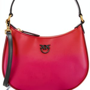 Pinko Ya4l Half Moon Mini Leather Gradient Bag Fuchsia Orange Black-0
