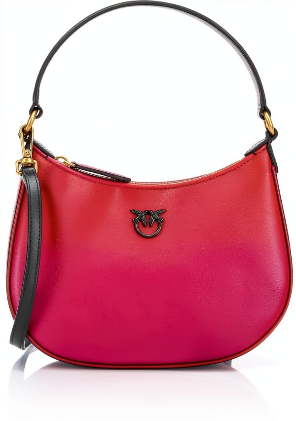 Pinko Ya4l Half Moon Mini Leather Gradient Bag Fuchsia Orange Black-0
