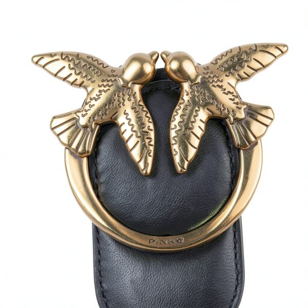 Pinko Contemporary Black Fashion Backpack with Love Birds Buckle-1