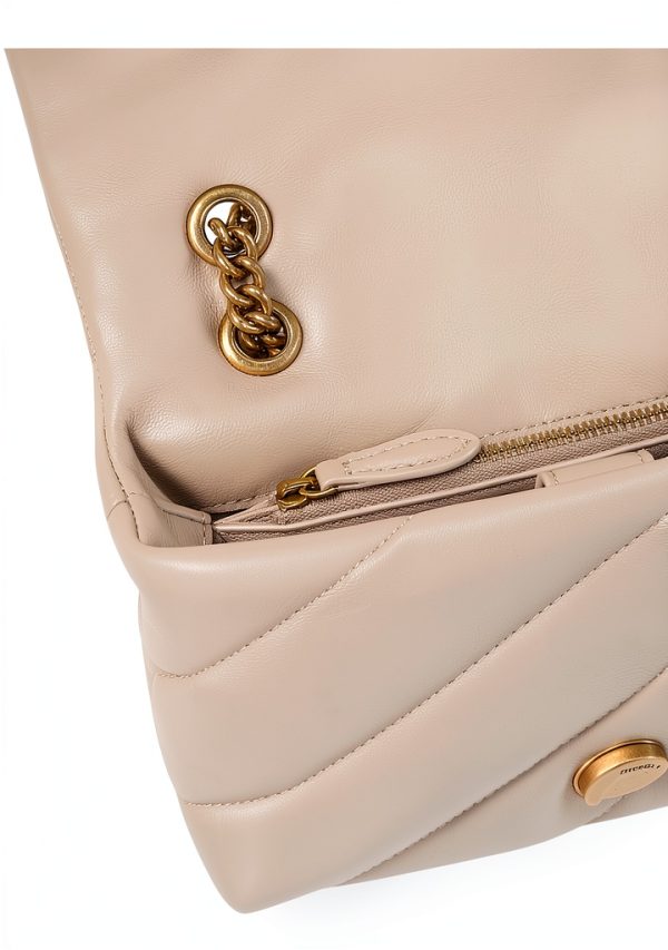 Pinko Love Puff Mini Shoulder Bag Beige Maxi Quilted Crossbody-3