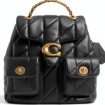 COACH Women's Quilted Leather Tabby Backpack Black One Size-0