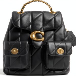 COACH Women's Quilted Leather Tabby Backpack Black One Size-0