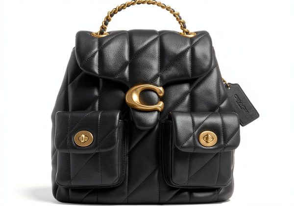 COACH Women's Quilted Leather Tabby Backpack Black One Size-0