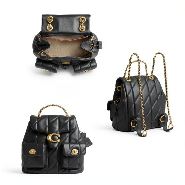 COACH Women's Quilted Leather Tabby Backpack Black One Size-2