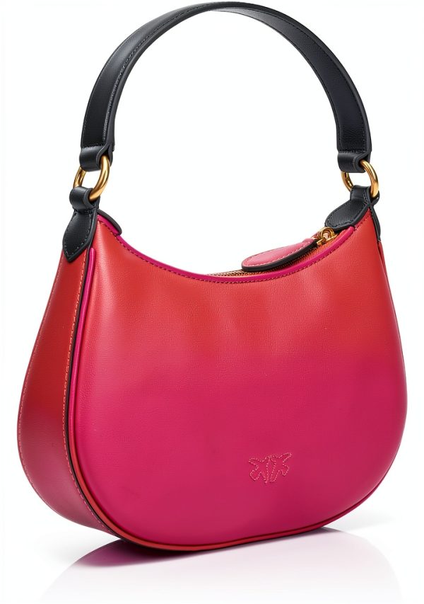 Pinko Ya4l Half Moon Mini Leather Gradient Bag Fuchsia Orange Black-1
