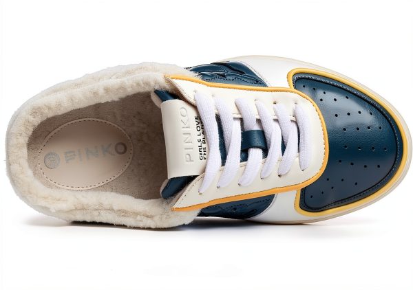 Pinko Women Sneaker Gymnastics Shoe White Grey Yellow Size 5-10-2