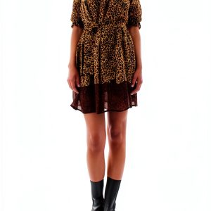 Pinko Womens Avinguda Shift Dress Black Size 44 Smocked Collar-0